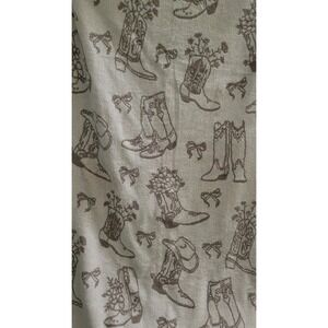 Wrangler Western Line Dance Tan Brown Bows Boots Hats 1 Bath Towel & 1 Hand NEW